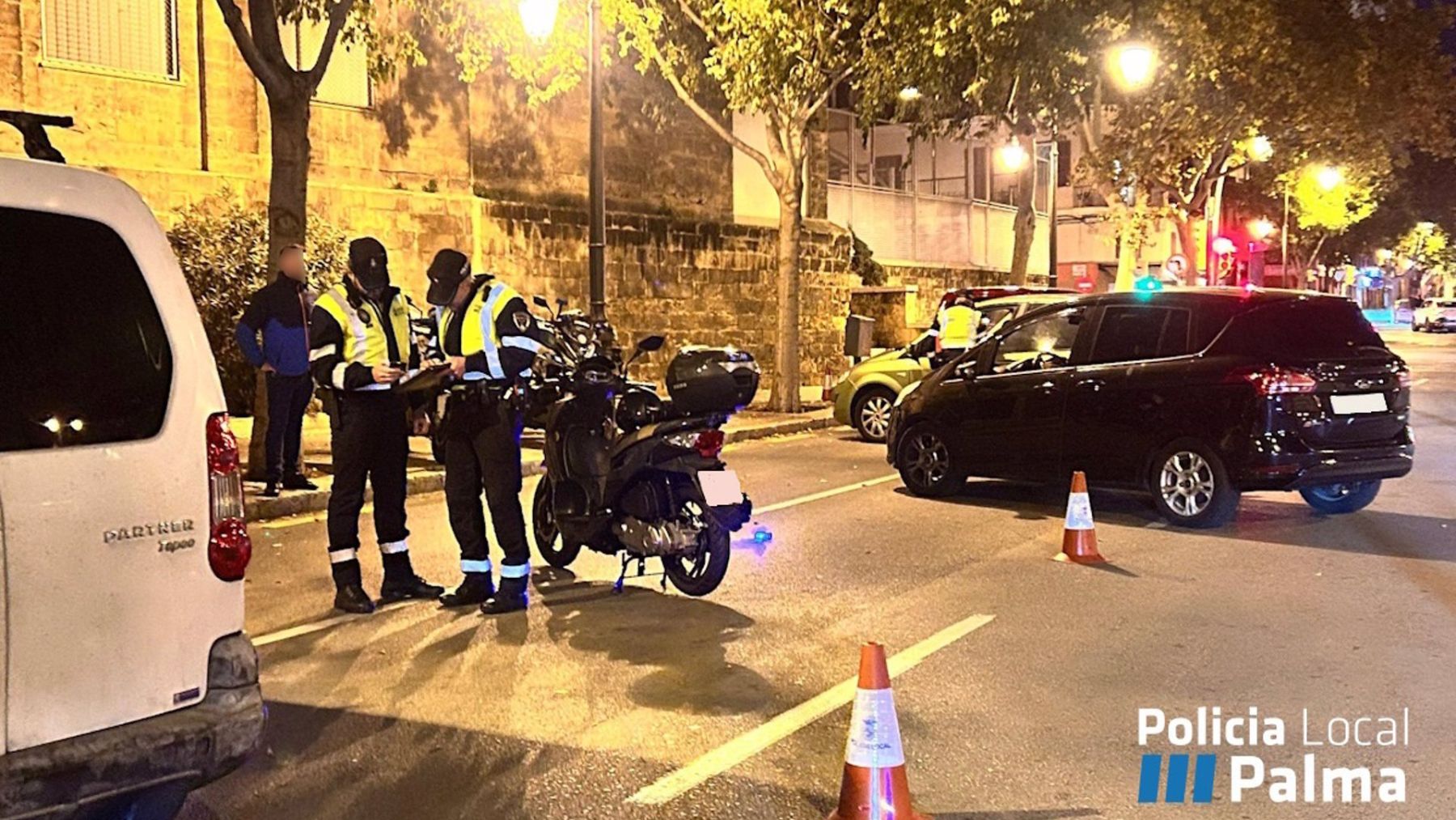 Un control de la Policía Local en Palma.