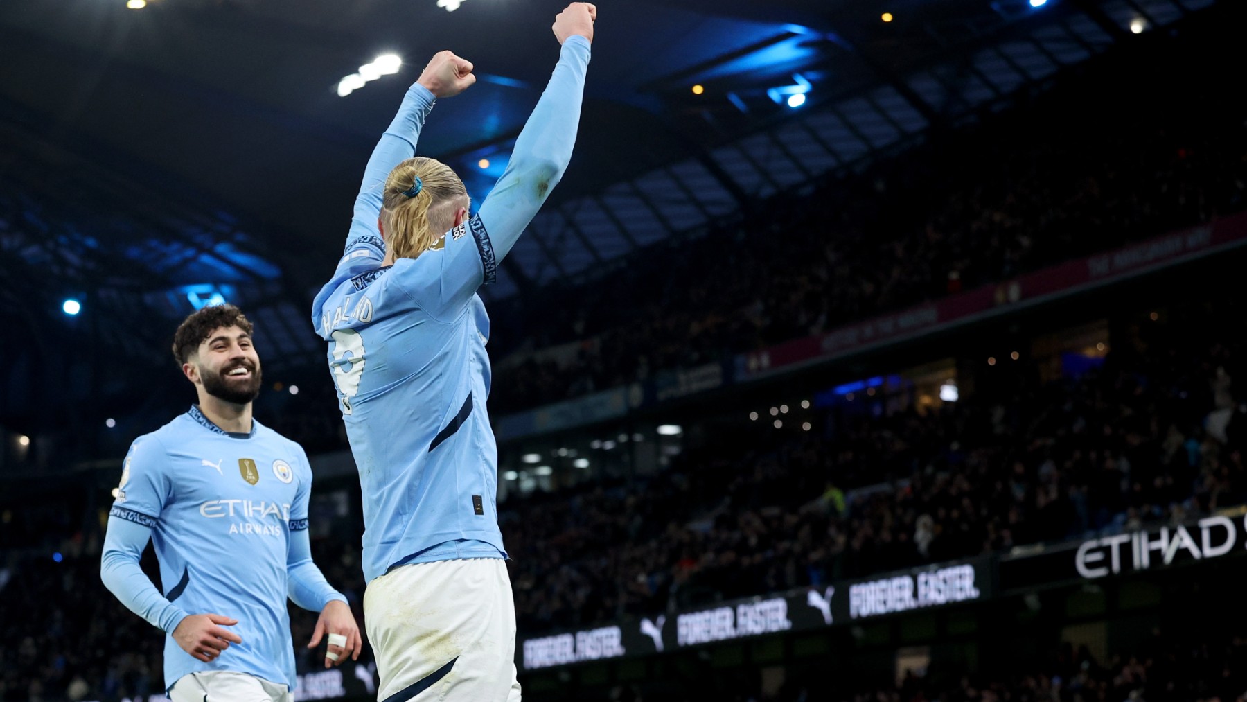 Haaland celebra un gol con el City. (EFE)