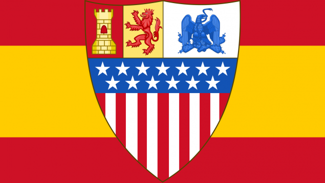 herencia española en Estados Unidos, legado español en Estados Unidos, escudos con la bandera de España en Estados Unidos, legado español en América.