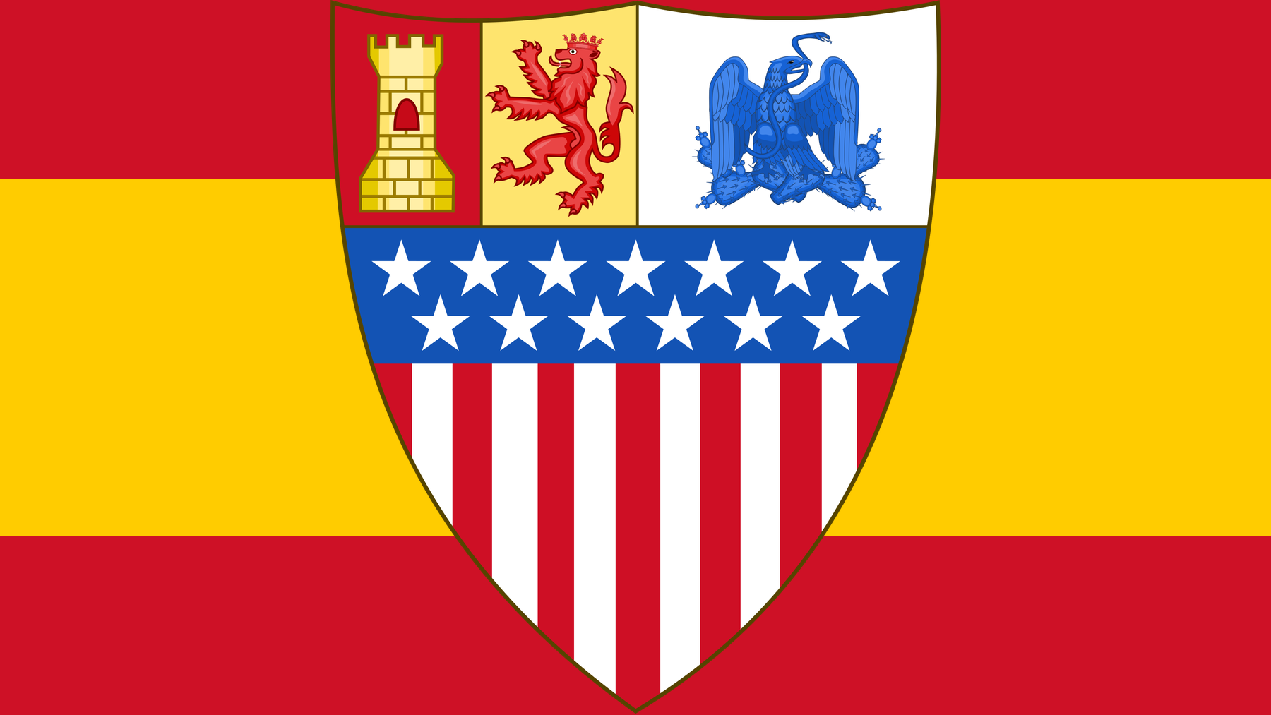 Escudo de Santa Fe con la bandera de España.