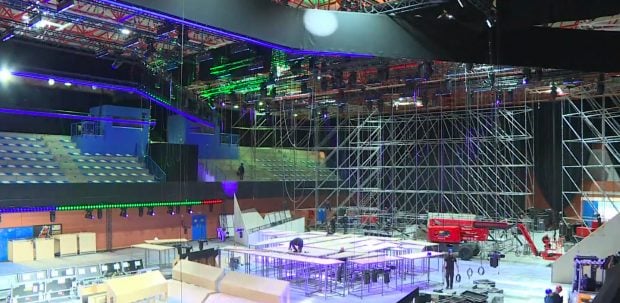 Im&aacute;genes del montaje del escenario de Benidorm Fest 2026. (RTVE)