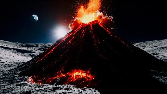 infierno volcánico, luna, volcanes, espacio exterior