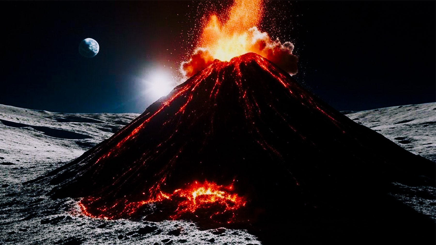 Volcán en la luna. Foto: ilustración propia.