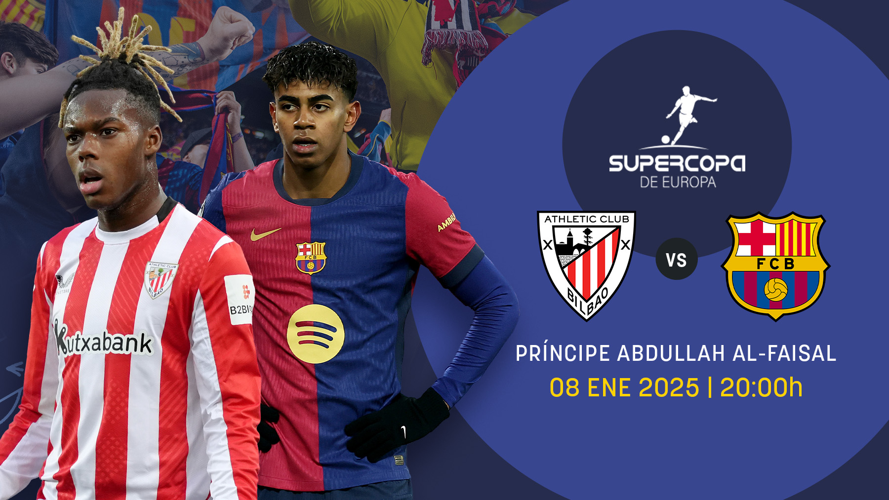 Athletic y Barcelona se miden en la semifinal de la Supercopa de España.