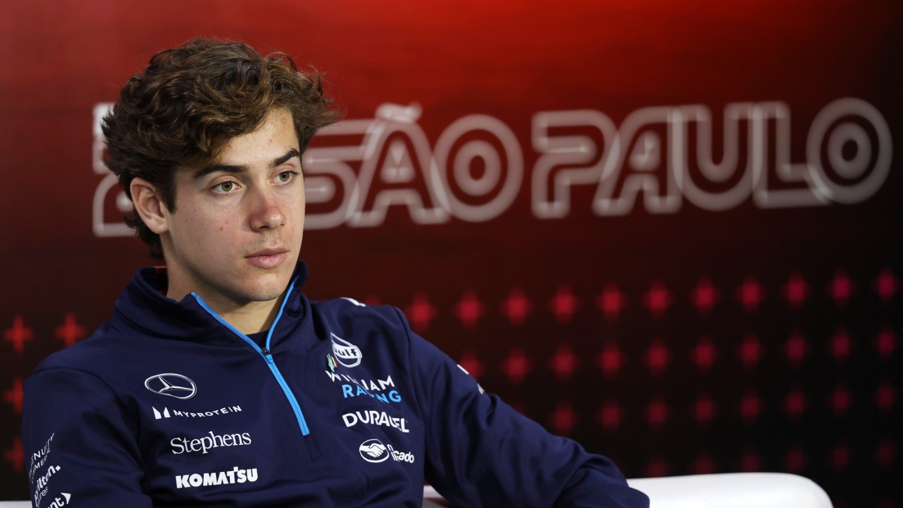 Colapinto, durante la rueda de prensa previa al GP de Brasil. (Getty)