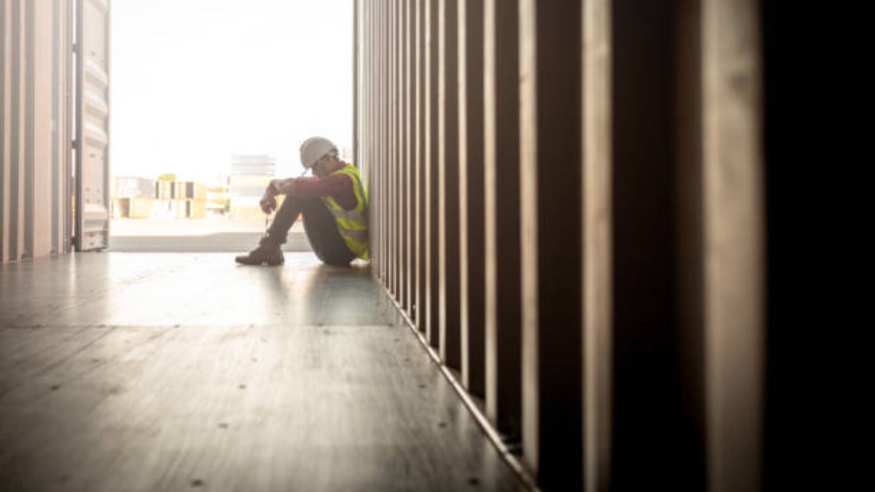 Trabajador de logística sentado.