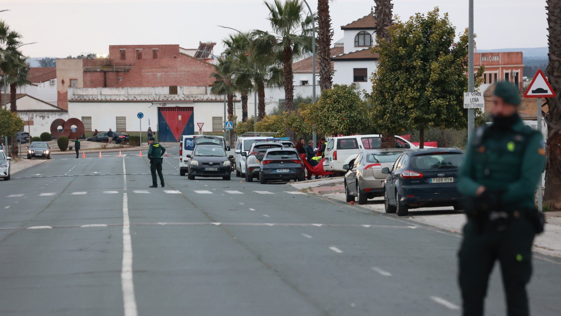 Lugar en el que se produjo el asesinato en Gerena (Sevilla).