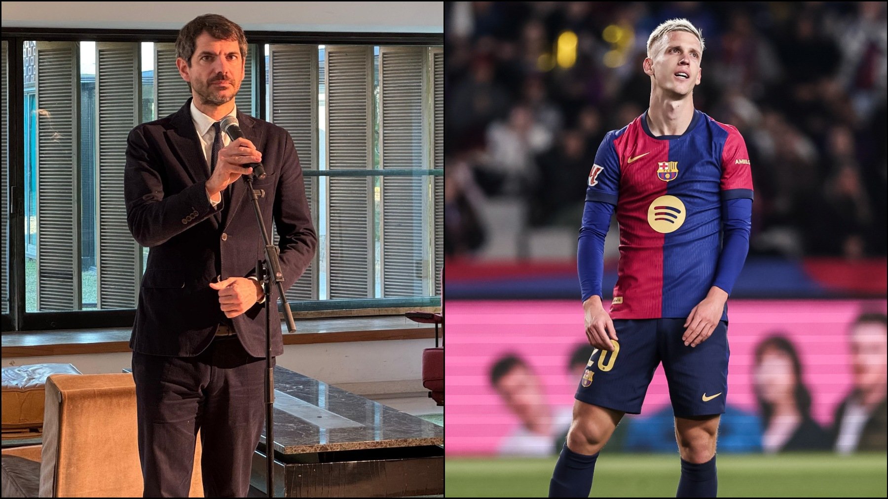 Ernest Urtasun, ministro de Cultura, y Dani Olmo, jugador del Barcelona. (EP)