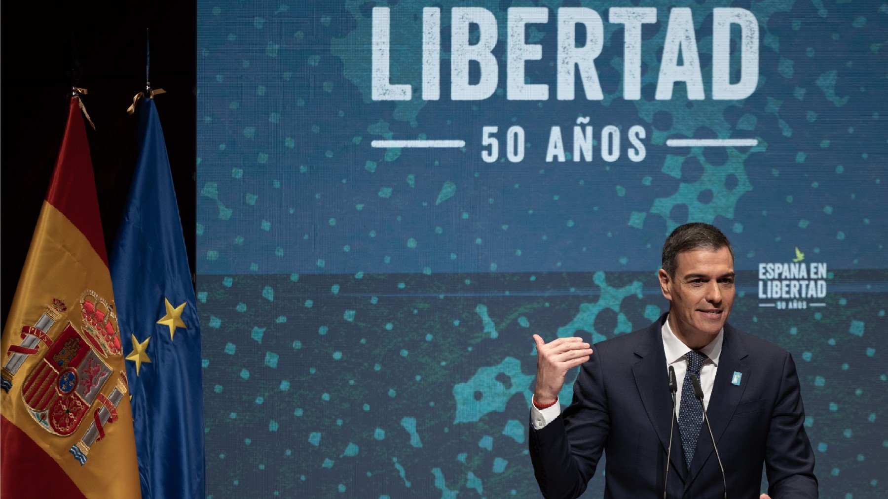 Pedro Sánchez durante el acto ’50 años de España en Libertad’