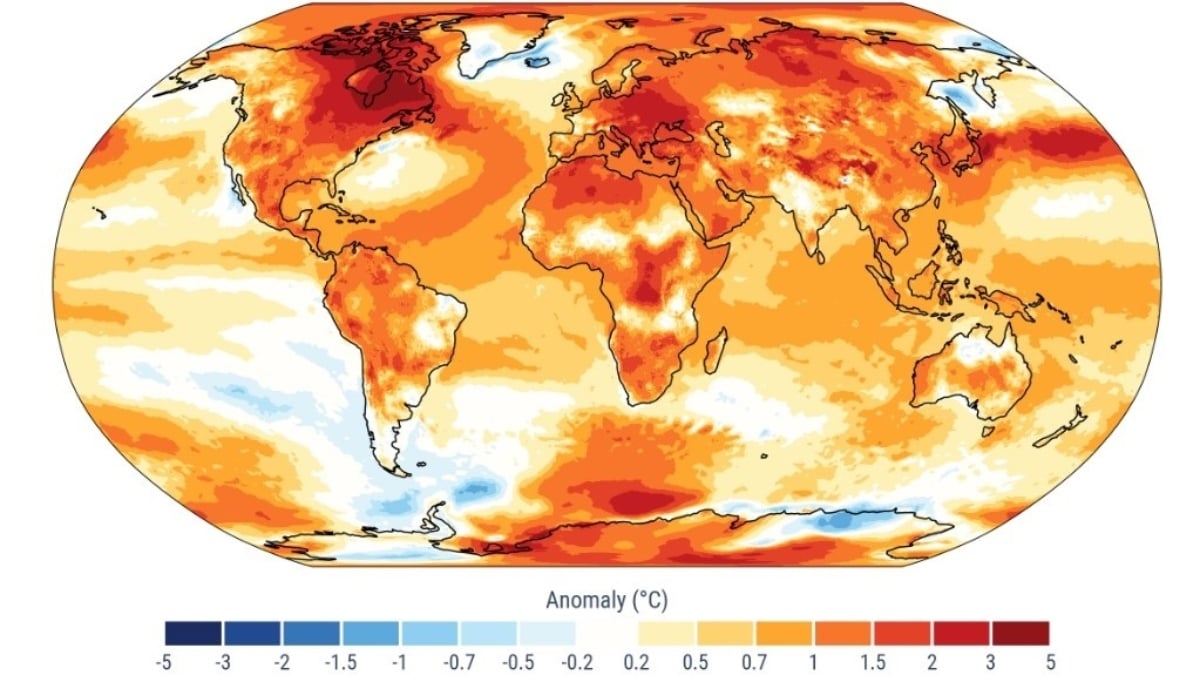 Anomalías de la temperatura del aire en la superficie para 2024 en relación con el promedio del período de referencia 1991-2020 (Foto: C3S / ECMWF)