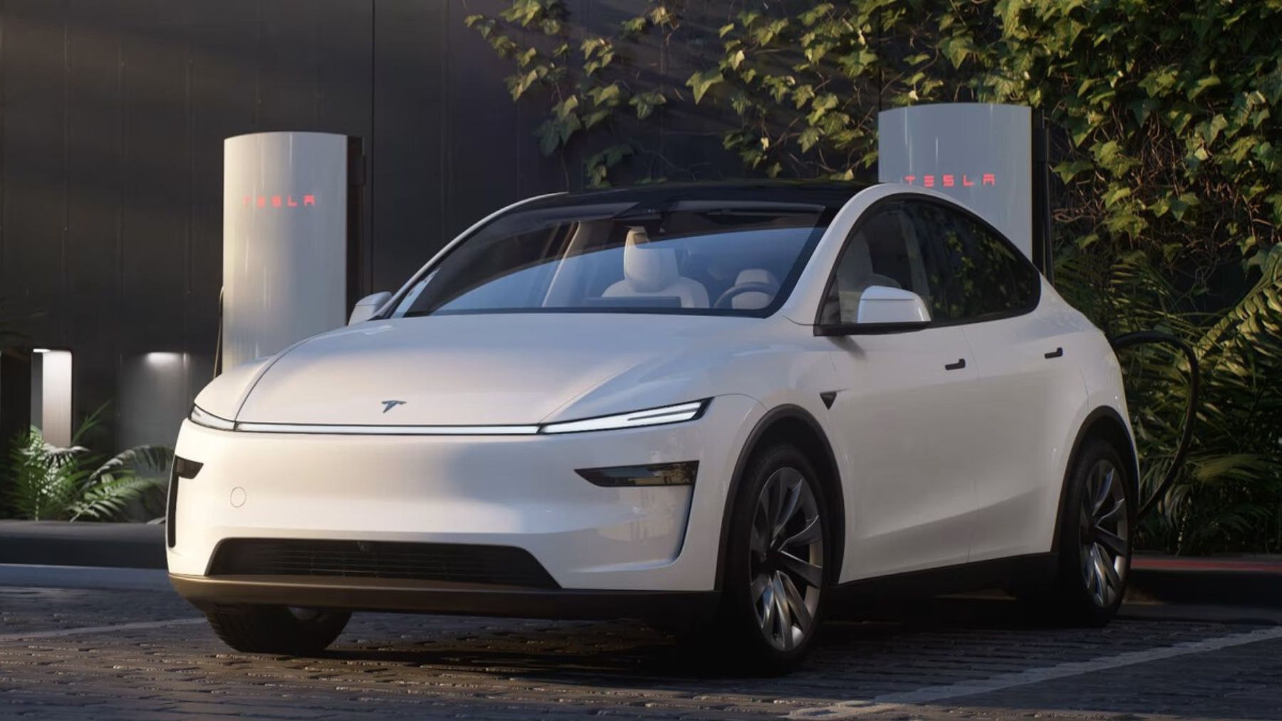 Vista frontal del nuevo Tesla Model Y Juniper resultados