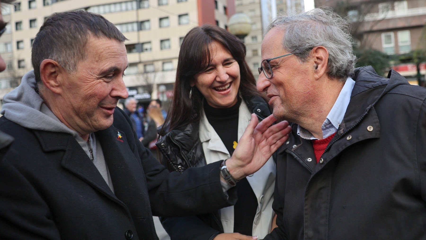 Otegi, Laura Borrás y Quim Torra en Bilbao. (Foto: EFE)