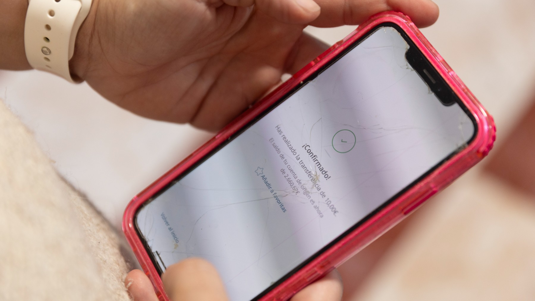 Una persona hace una transferencia con el teléfono móvil. (EP)