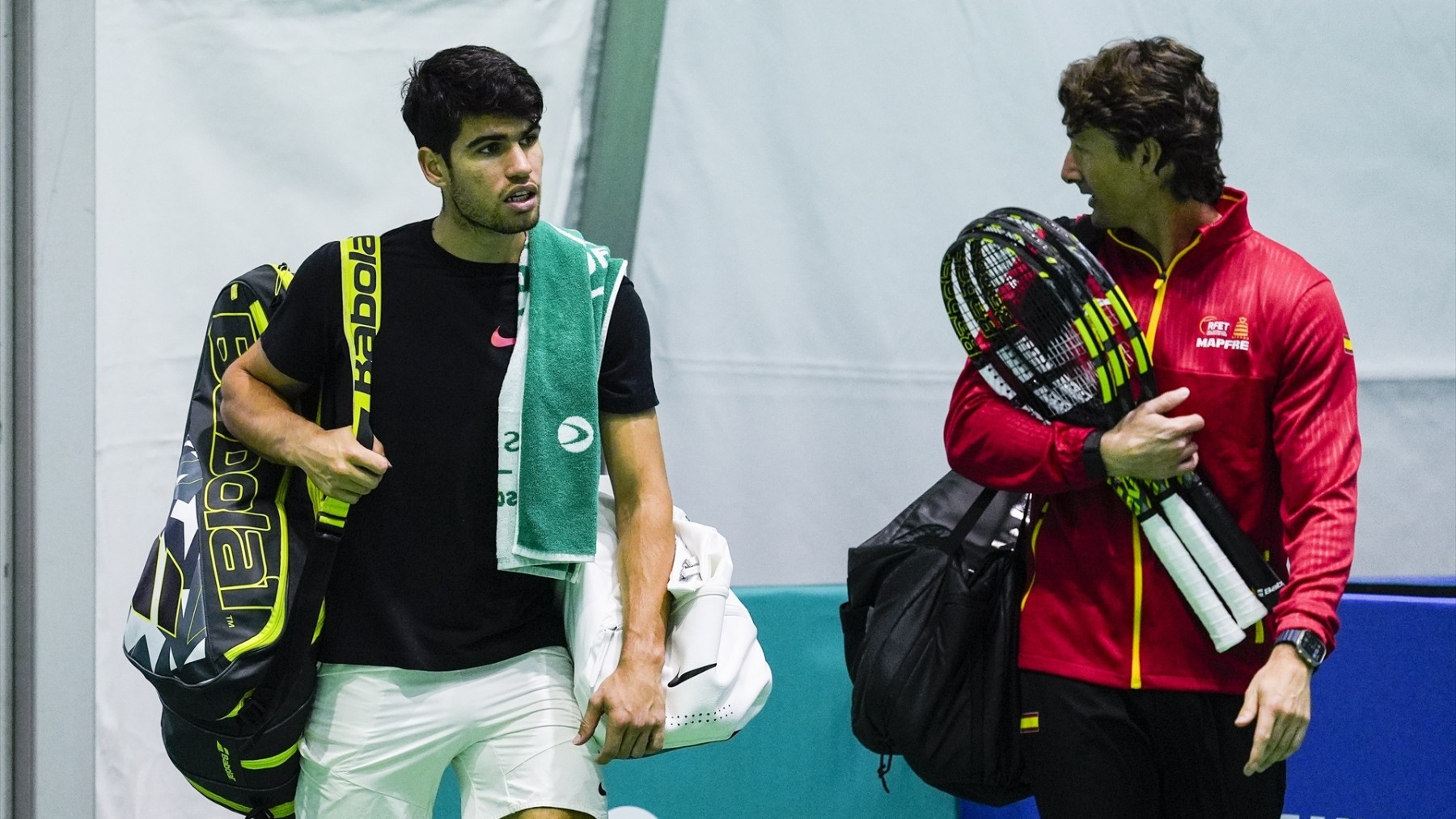 Alcaraz y Ferrero, durante la final de la Copa Davis. (EP)