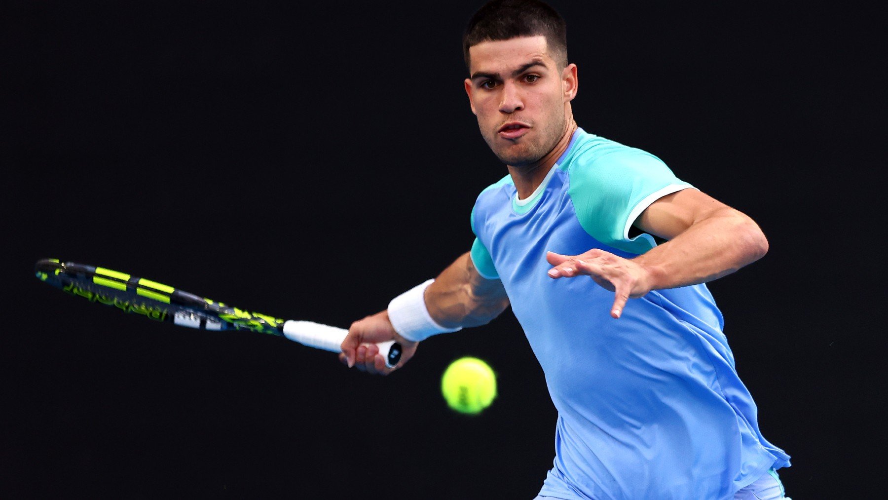 Carlos Alcaraz, en un partido del Open de Australia. (Getty)