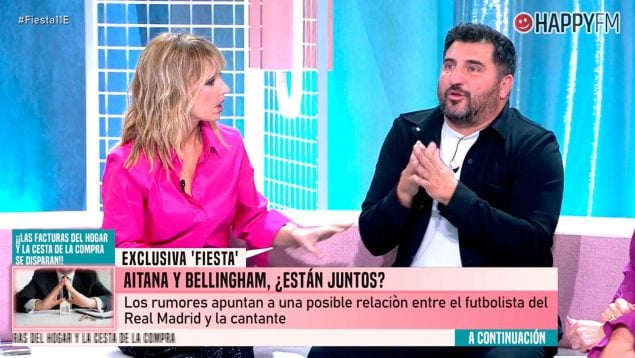 Emma García y Sergio Garrido en el plató de Fiesta (Mediaset).