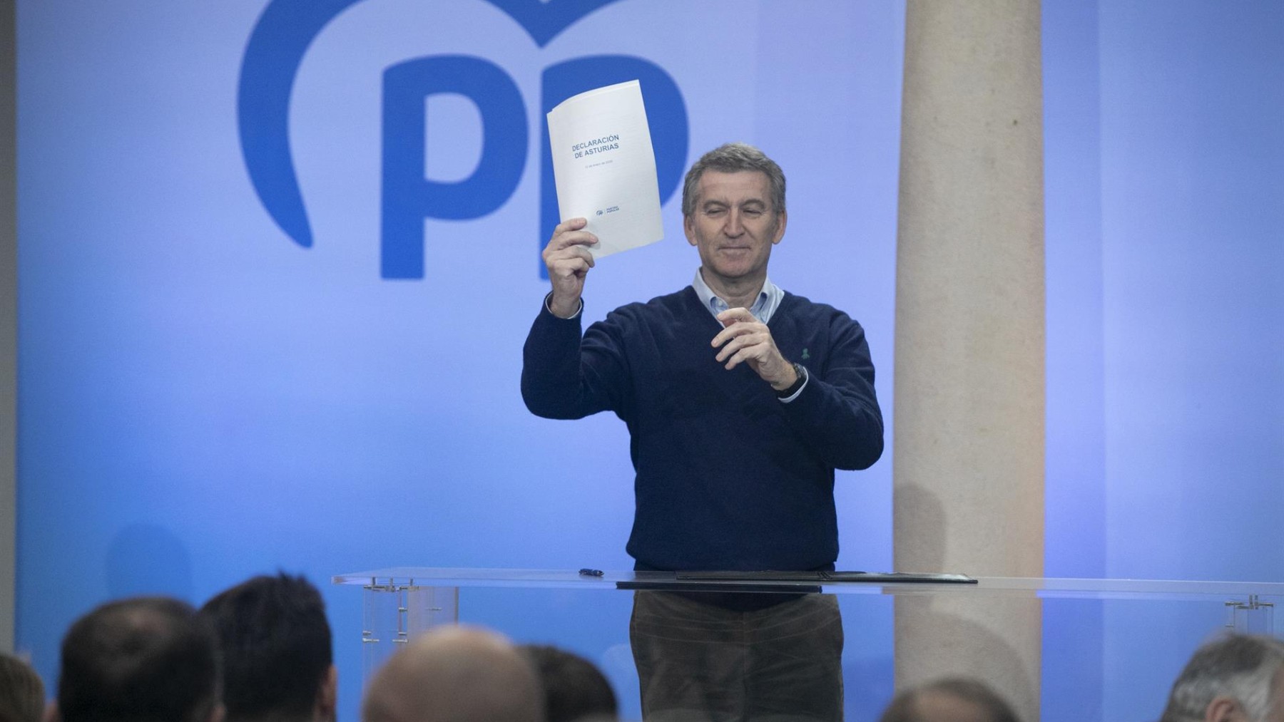 El presidente del PP, Alberto Núñez Feijóo, en la ‘Declaración de Asturias’.