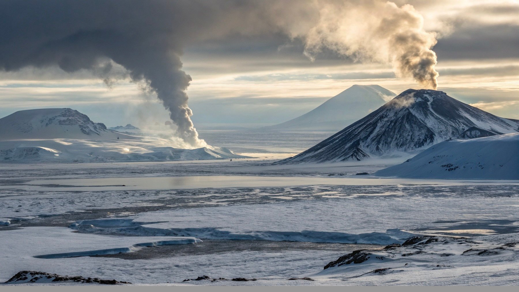 Volcanes en la Antártida. Imagen: Elaboración propia.