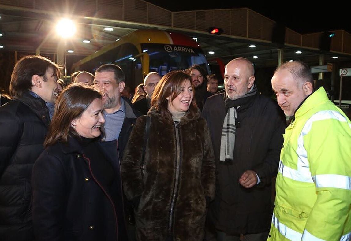 Armengol y dirigentes del pacto de izquierdas celebran en 2017 el rescate del Túnel de Sóller.