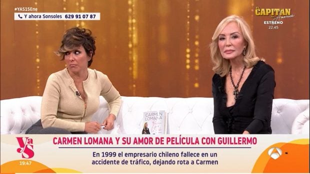 Sonsoles Ónega y Carmen Lomana en el plató de Y ahora Sonsoles (Atresmedia).