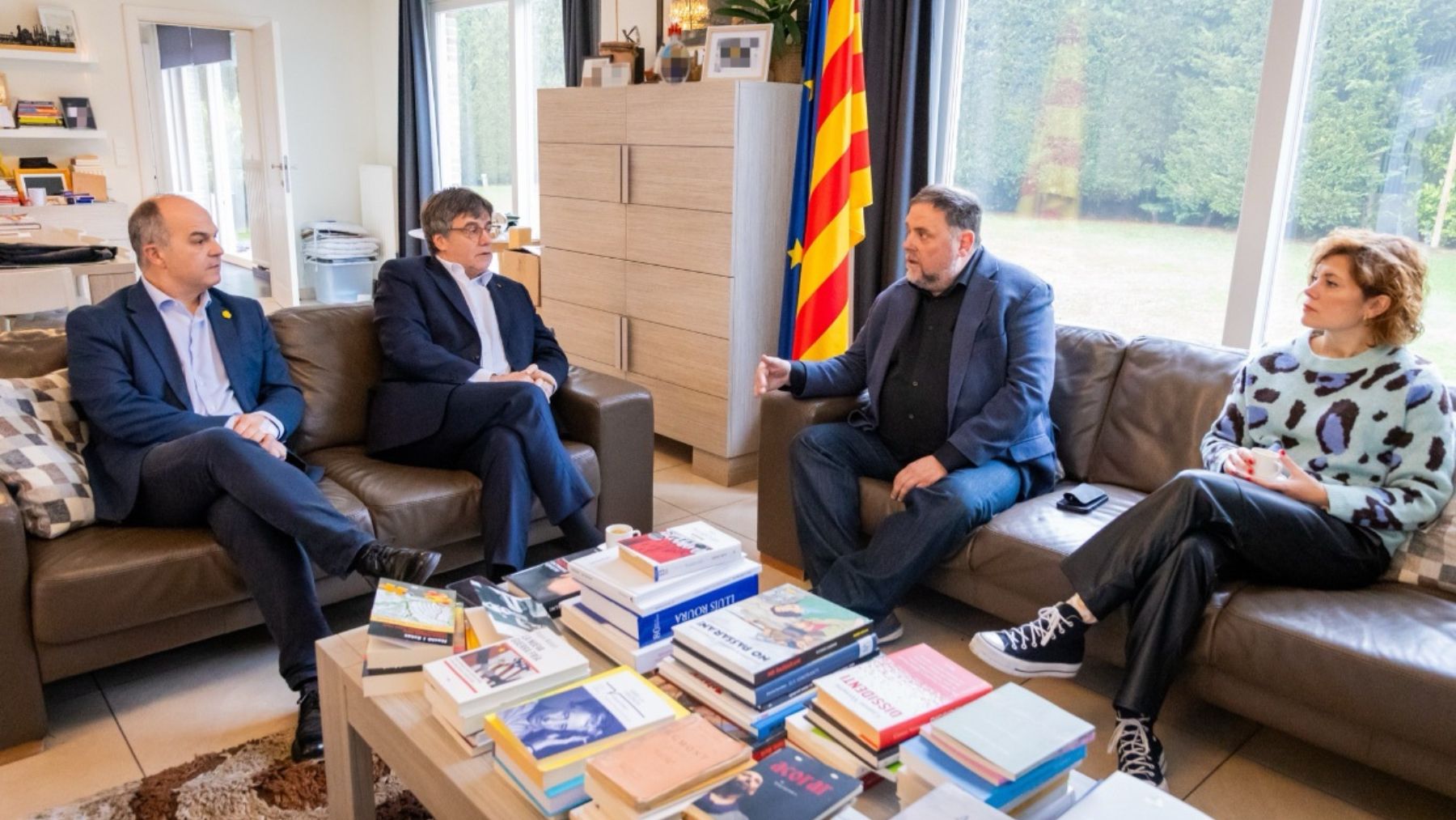 Jordi Turull, Carles Puigdemont, Oriol Junqueras y Elisenda Alamany.