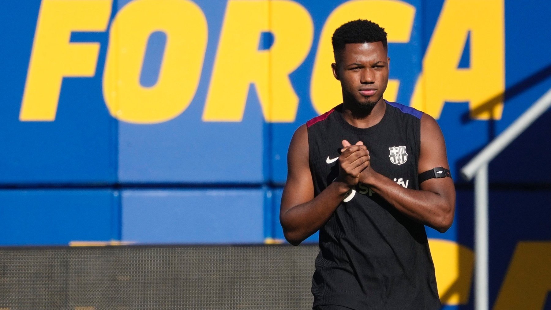 Ansu Fati, durante un entrenamiento. (EFE)