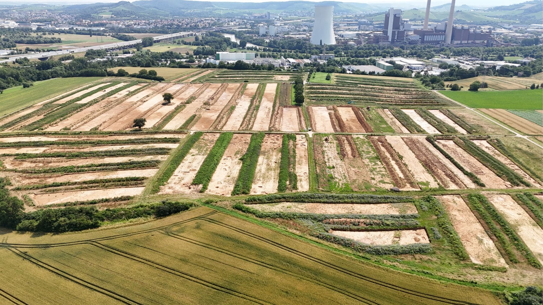 Las zonas de excavación en Neckargartach. Foto: Matthias Göden, LAD/ ArchaeoConnect GmbH