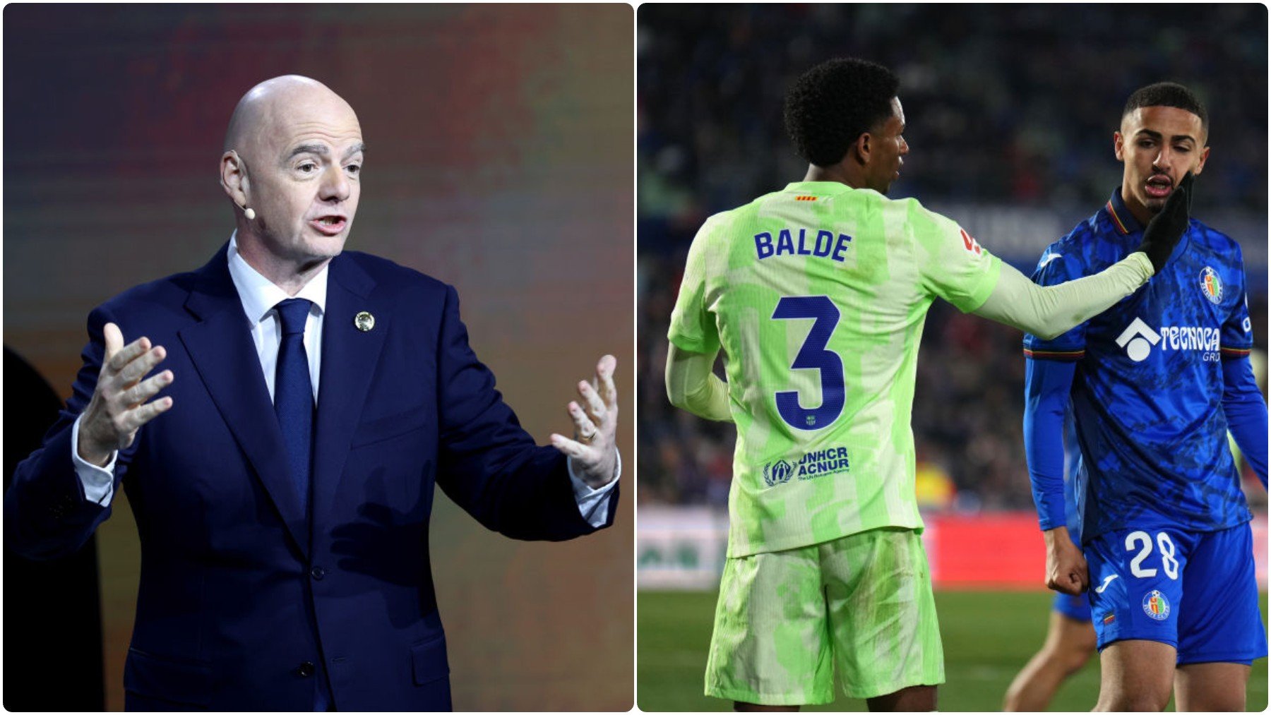 Infantino condenó los ataques racistas a Balde en el Coliseum.