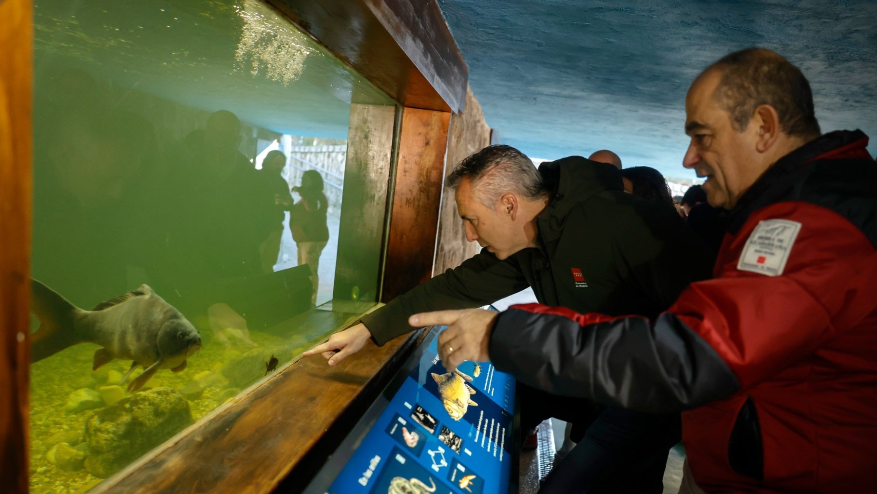 El consejero de Medio Ambiente, Agricultura e Interior, Carlos Novillo, durante la inauguración del nuevo acuario del Centro de Visitantes de La Pedriza, en Manzanares El Real