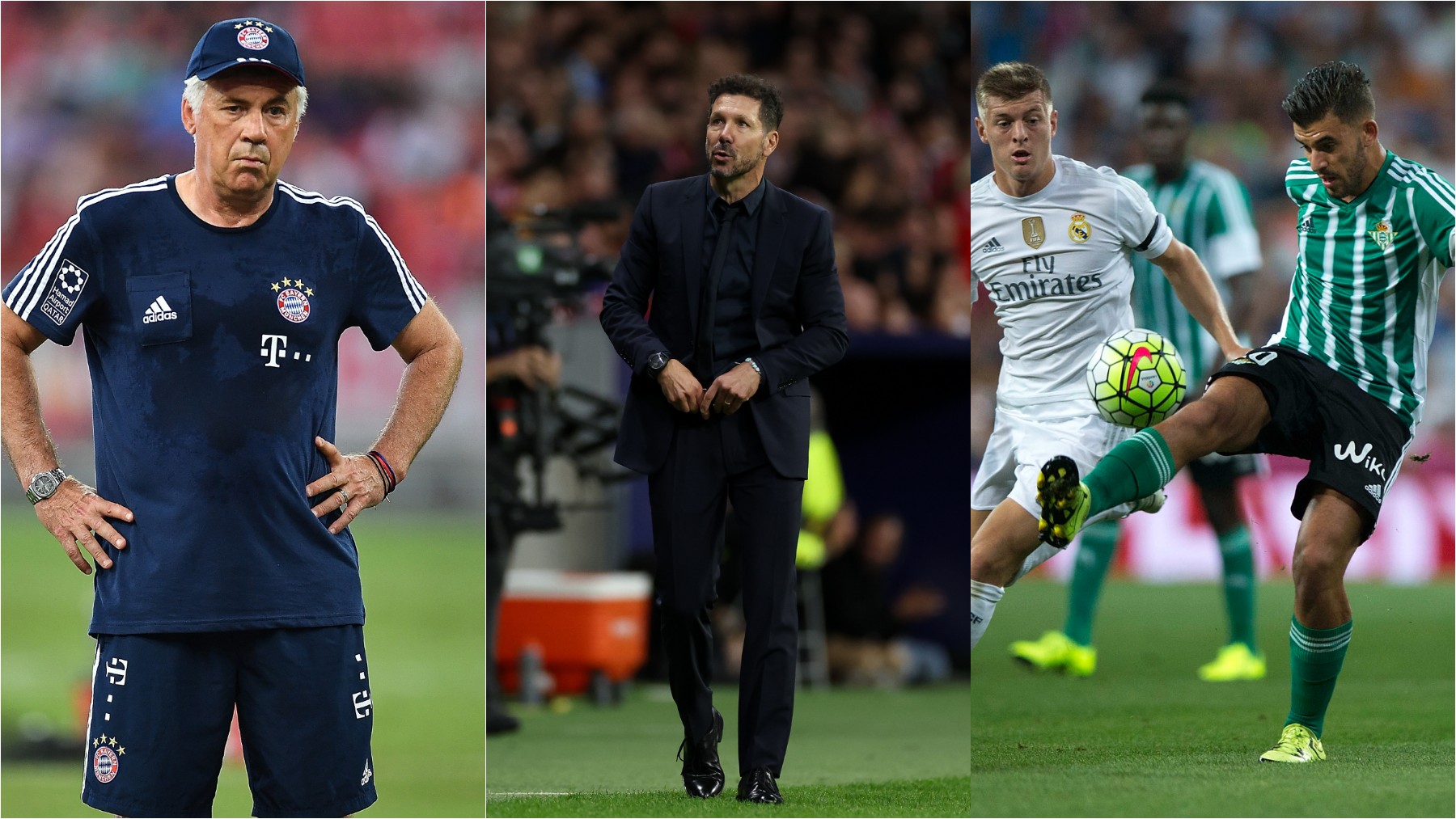 Montaje de Ancelotti, Simeone y Ceballos. (Getty)