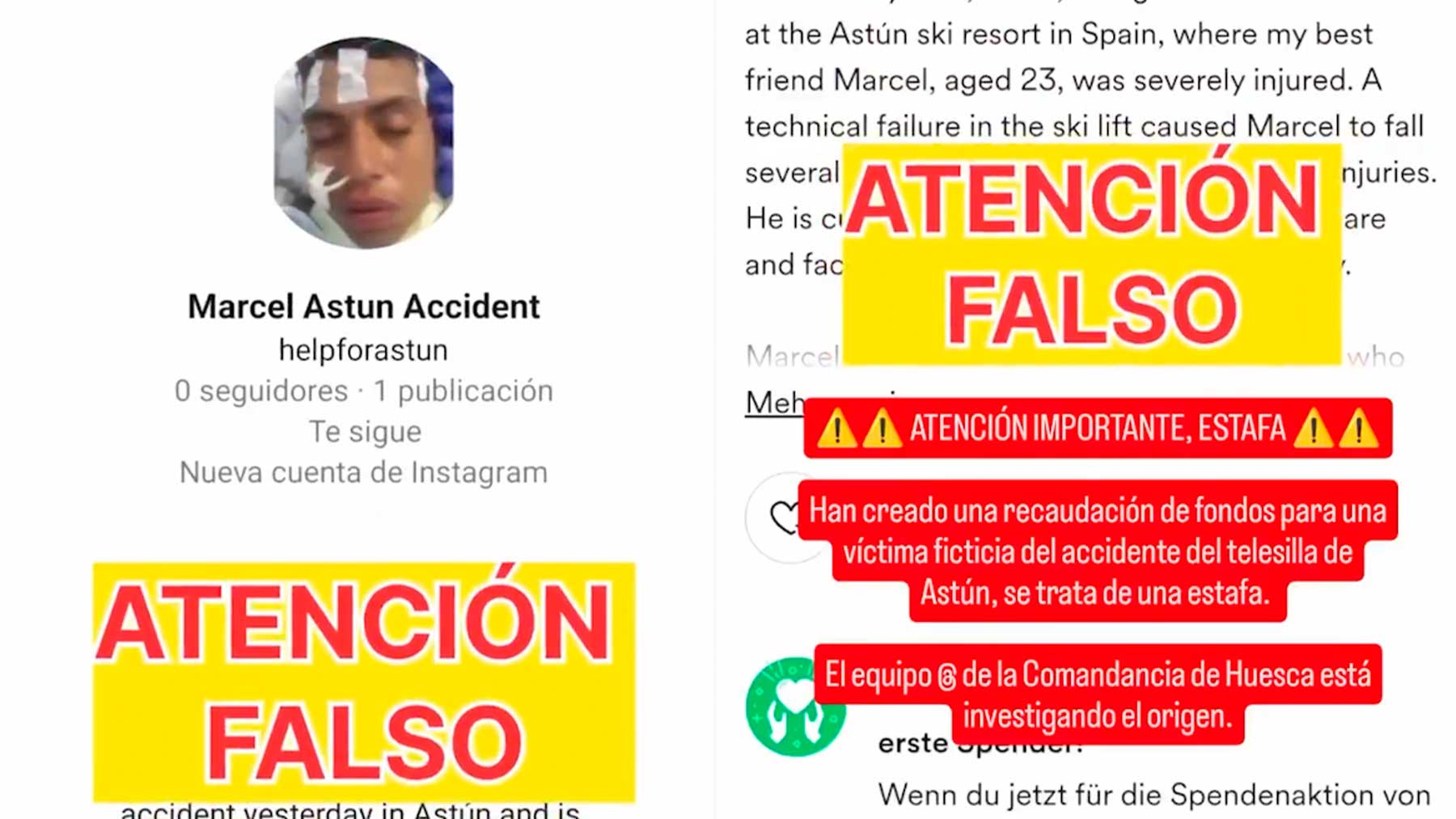 Alerta ante las estafas por el accidente del telesilla en Astún que piden dinero para víctimas falsas