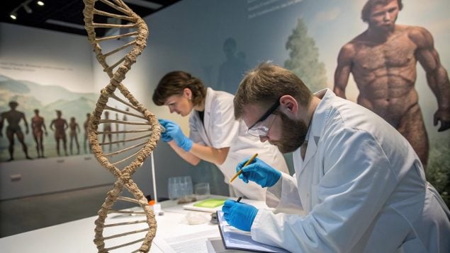 Investigadores analizando el ADN. Imagen: Elaboración propia.