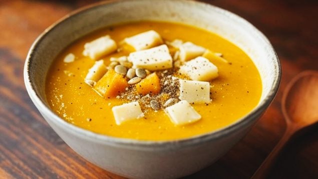 cenas de este invierno, sopa de crema, calabaza, saludable