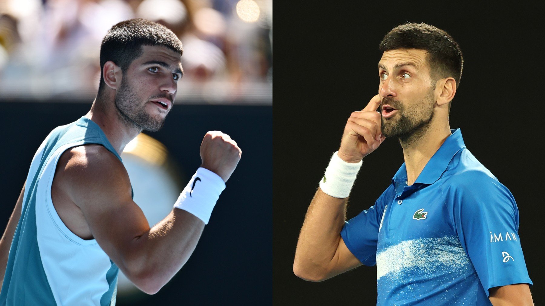 Carlos Alcaraz y Novak Djokovic. (Getty)