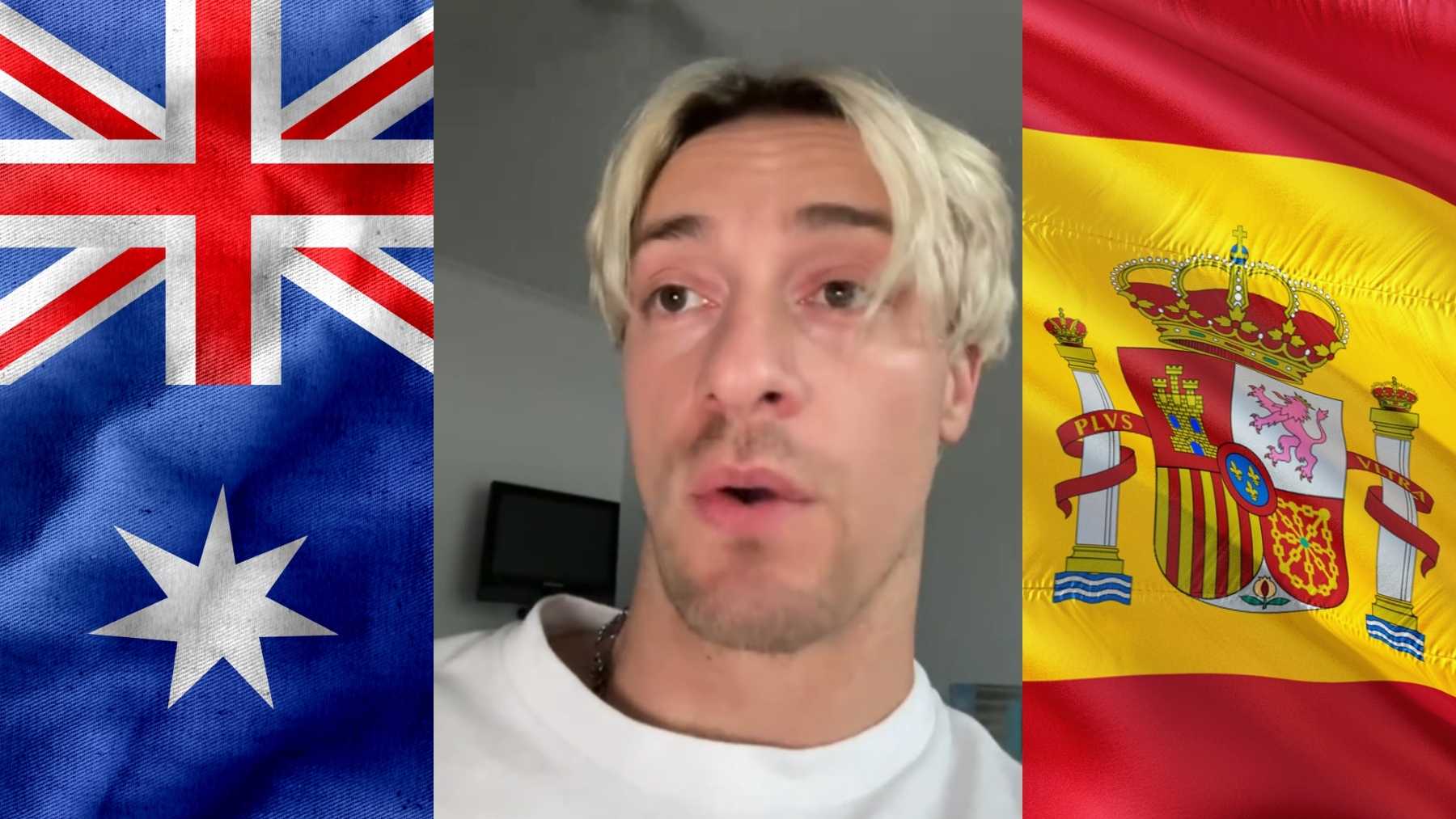 @coreyyy.exe (TikTok) y banderas de Australia y España.