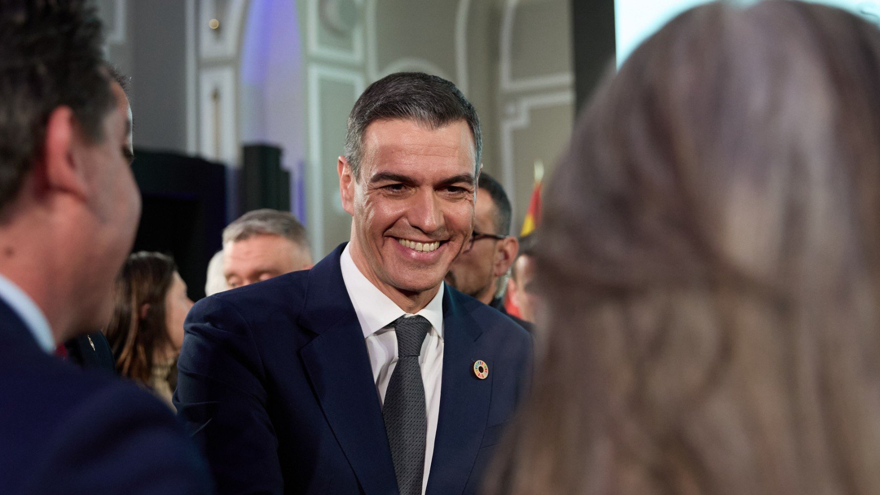 E presidente del Gobierno, Pedro Sánchez, en la conferencia de Davos.