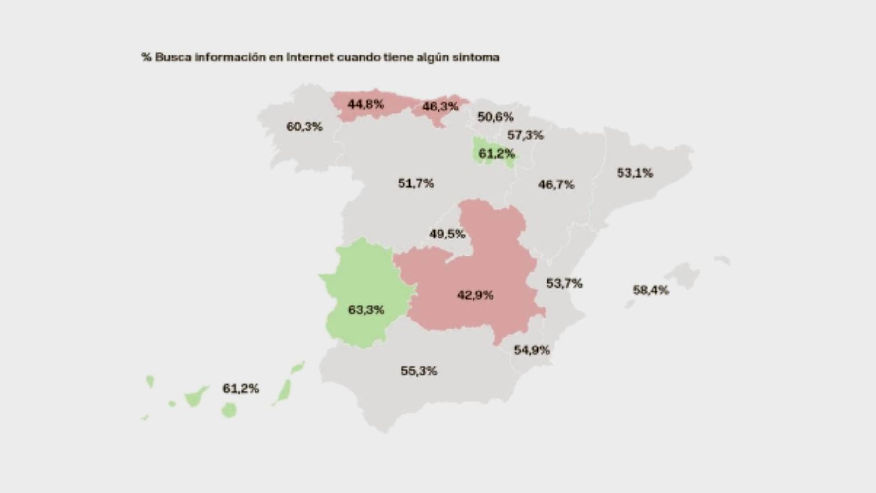 Imagen el mapa de España donde más se autodiagnostican por internet los ciudadanos.