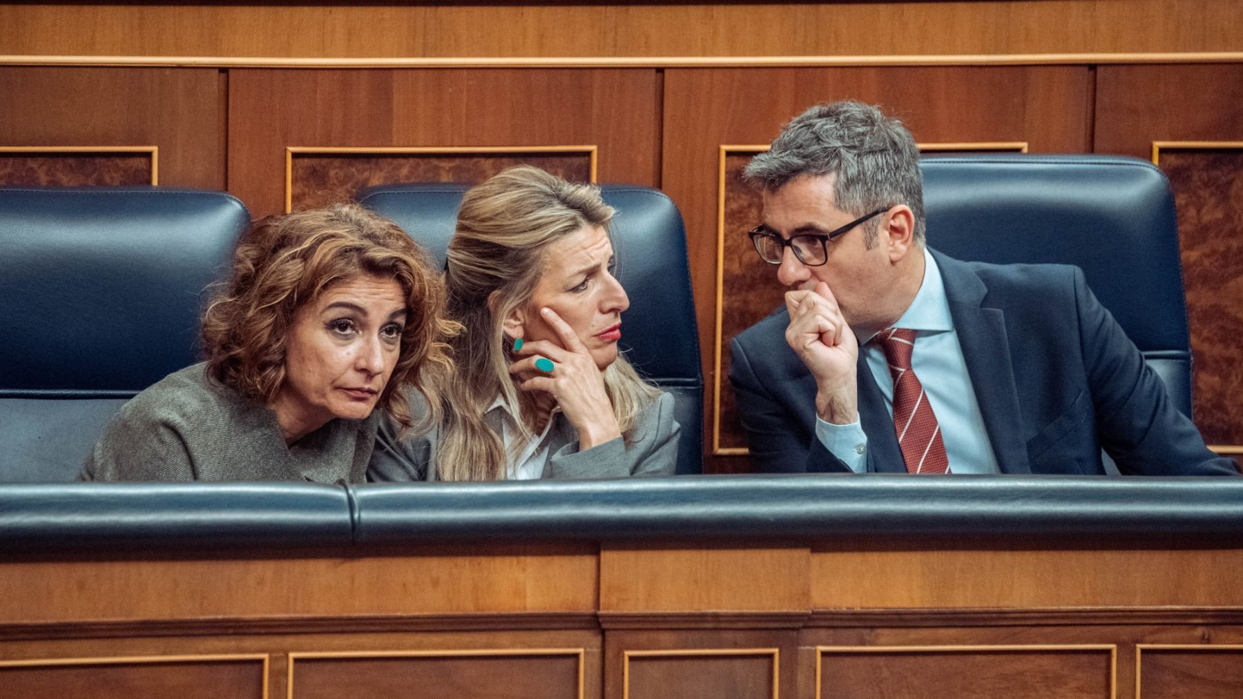 Yolanda Díaz, María Jesús Montero y Félix Bolaños. (EP)