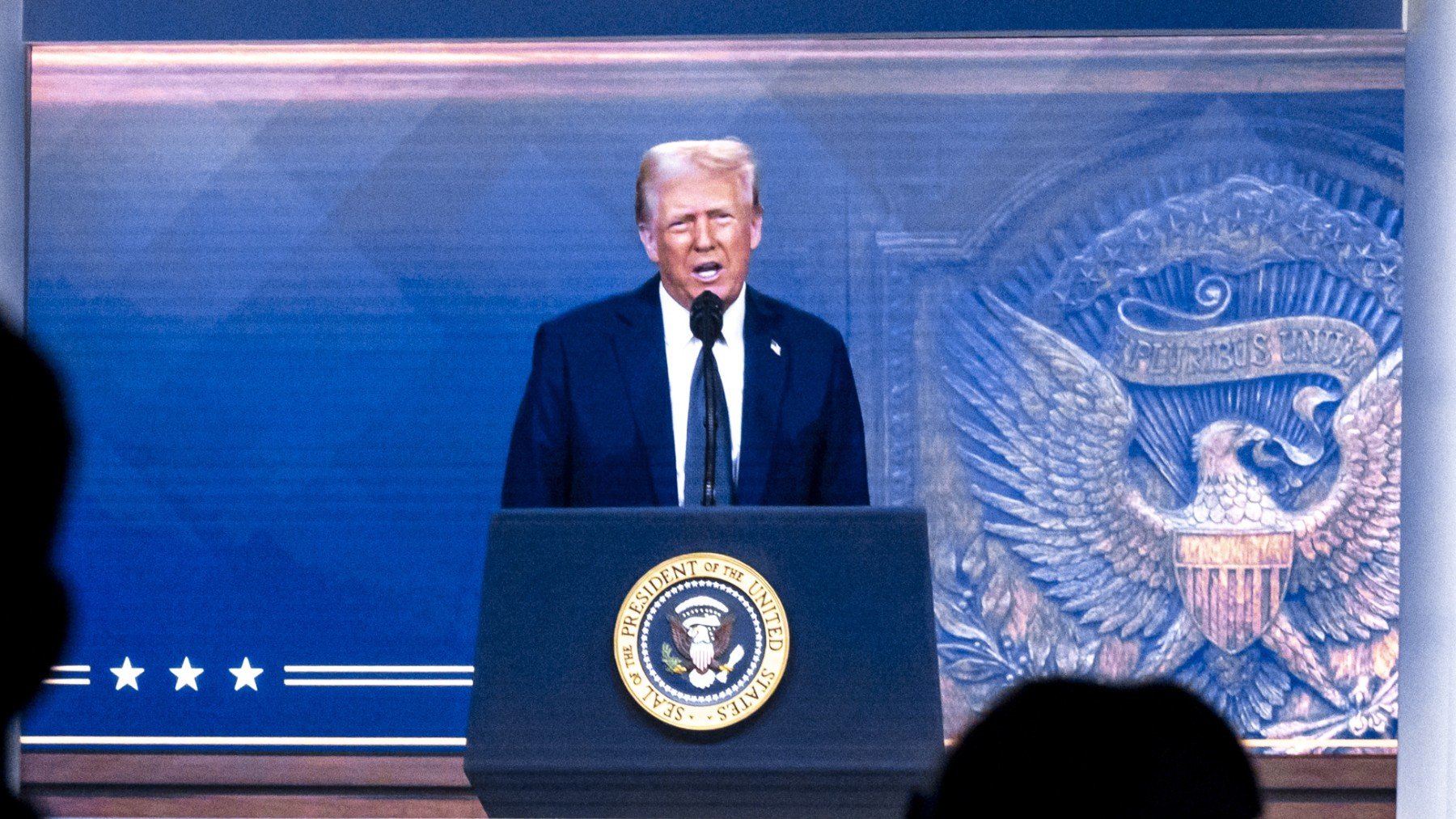 Donald Trump durante su intervención en el Foro de Davos. (Efe)