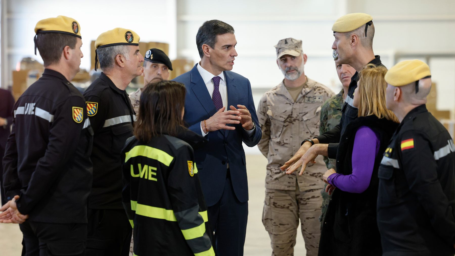 Pedro Sánchez en el Cuartel General Terrestre de Alta Disponibilidad de Bétera. (EFE).