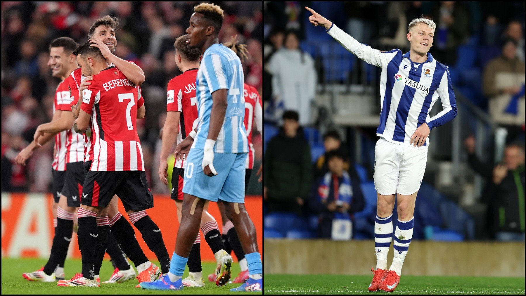 Los jugadores del Athletic y Oskarsson celebrando sus goles. (Getty)