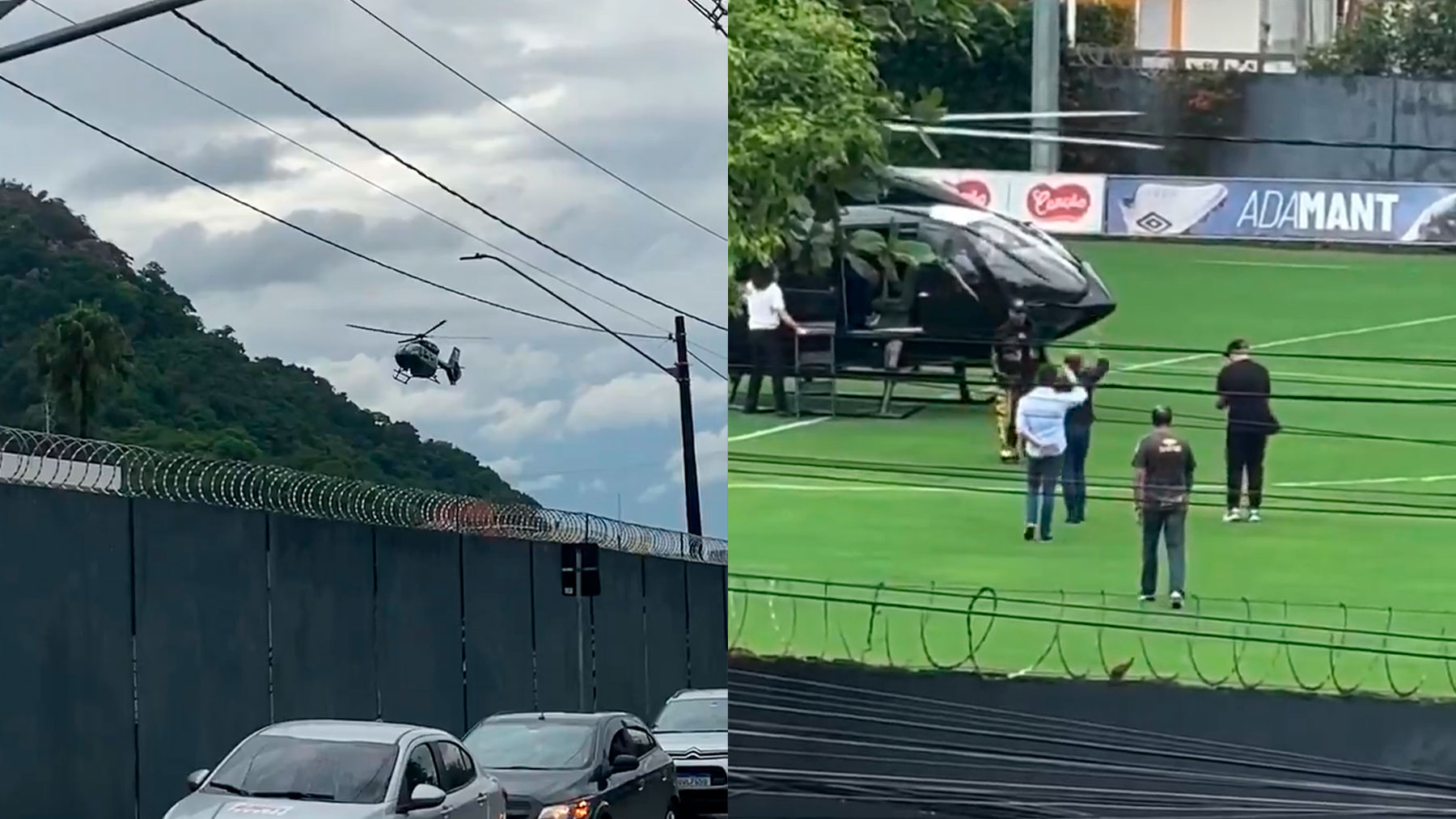 Surrealista: Neymar llega a su primer entrenamiento con el Santos…¡en helicóptero!