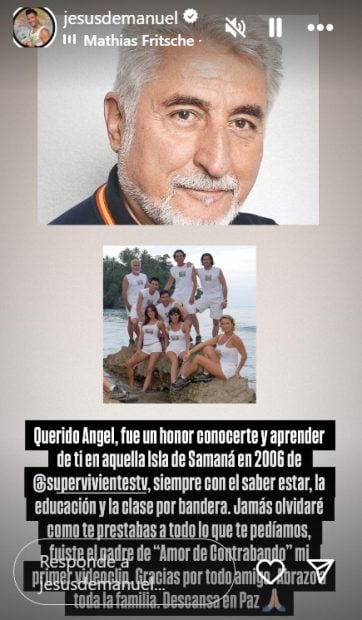 Jesús de Manuel se despide públicamente de Ángel Herrero, su compañero en Supervivientes. (Instagram)