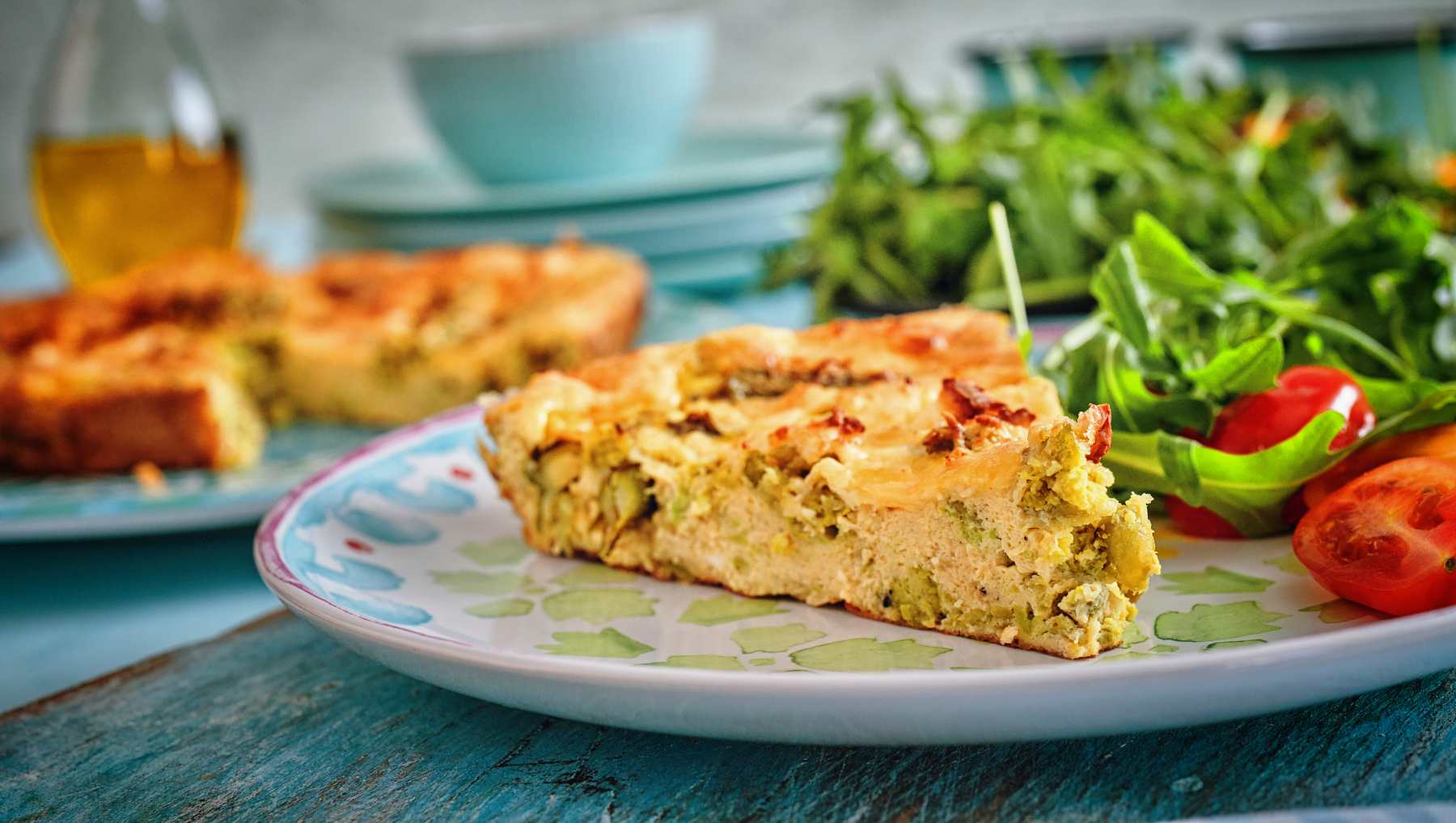 Tortilla de berenjena y pimientos.