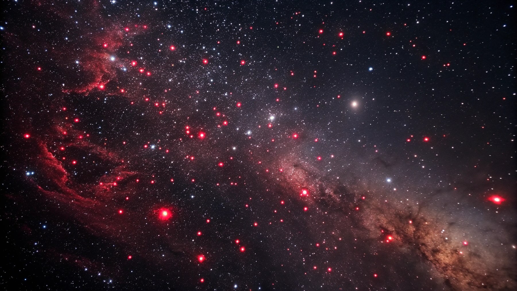 Representación de puntos rojos en el espacio. Imagen: Elaboración propia.