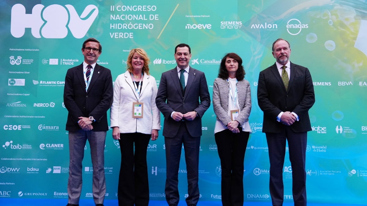 El presidente de la Junta de Andalucía, Juanma Moreno Bonilla, en el II Congreso Nacional sobre el Hidrógeno Verdete de la Junta de Andalucía, Juanma Moreno Bonilla, en el Valle Andaluz Hidrógeno Verde