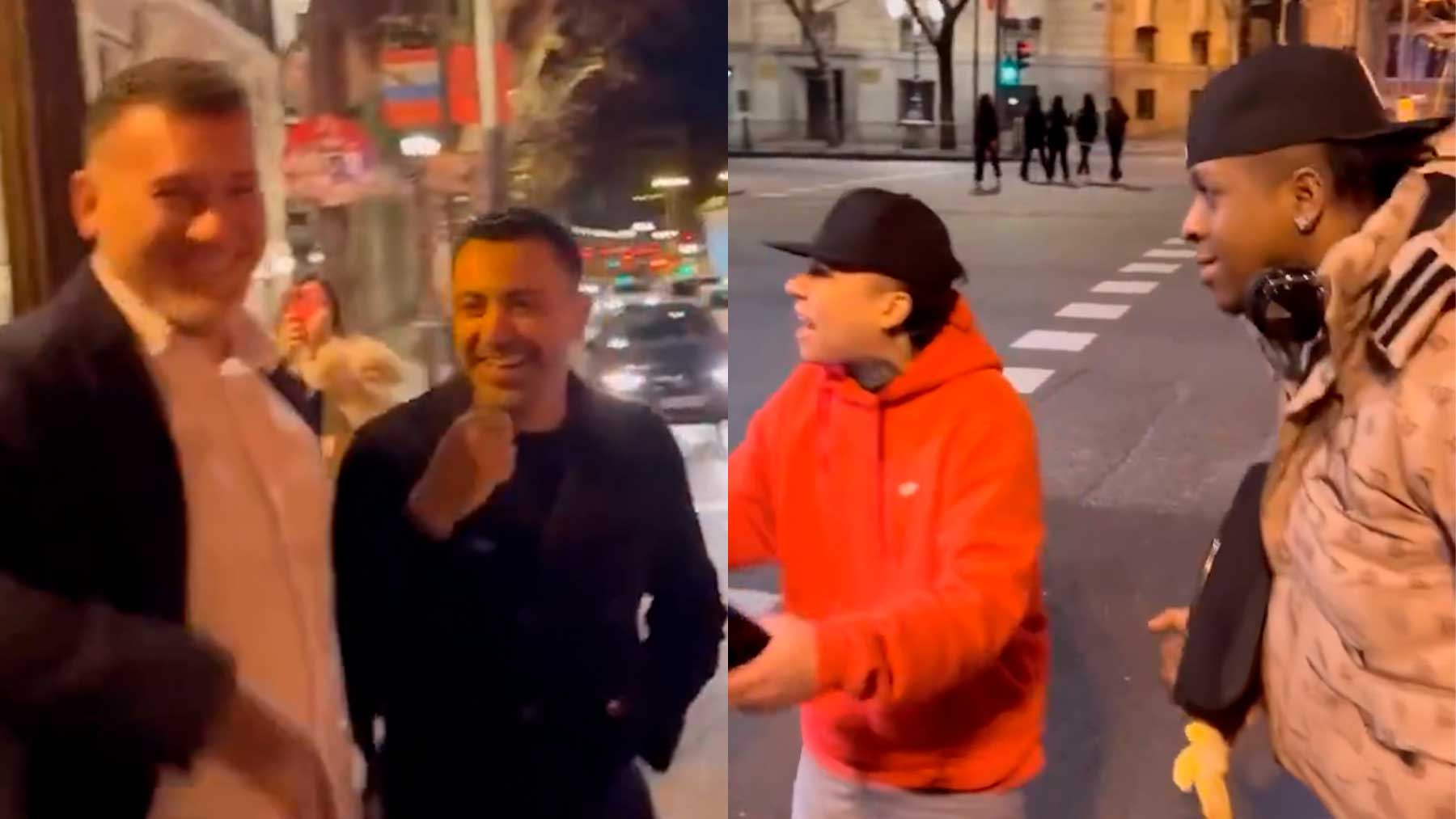 Xavi Hernández fue pillado bailando rap en pleno centro de Madrid.