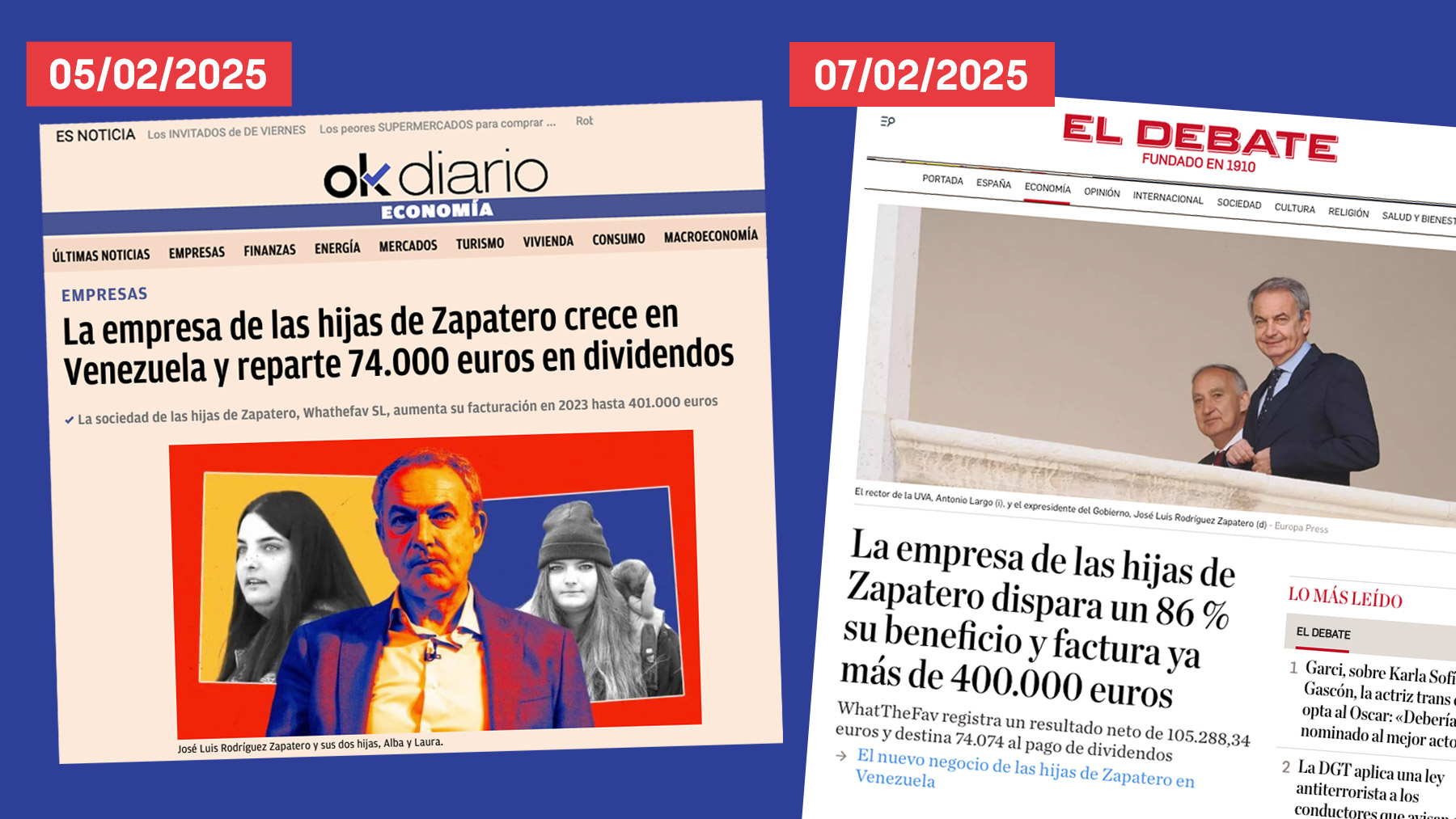 ‘El Debate’ plagia sin citar la exclusiva de OKDIARIO sobre la empresa de las hijas de Zapatero