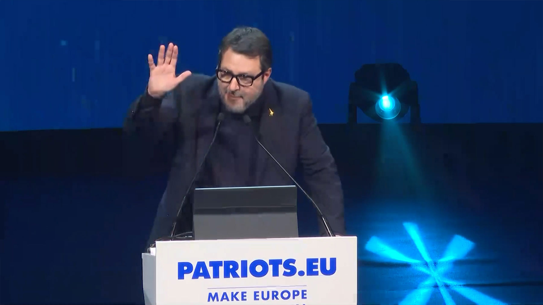 Salvini en la cumbre de Patriots en Madrid.