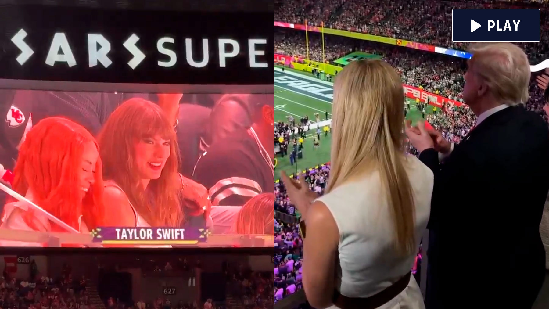 Taylor Swift y Donald Trump durante la Super Bowl.